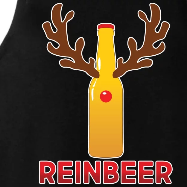 Reinbeer Funny Christmas Beer Reindeer Ladies Tri-Blend Wicking Tank