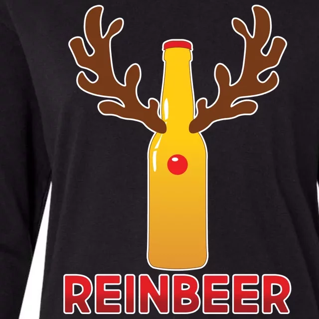 Reinbeer Funny Christmas Beer Reindeer Womens Cotton Relaxed Long Sleeve T-Shirt