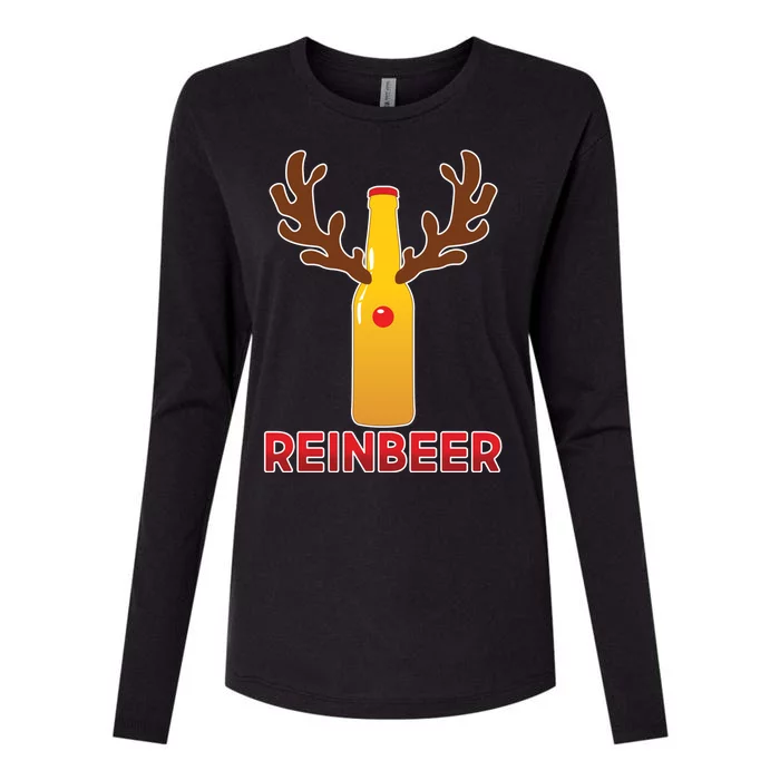 Reinbeer Funny Christmas Beer Reindeer Womens Cotton Relaxed Long Sleeve T-Shirt