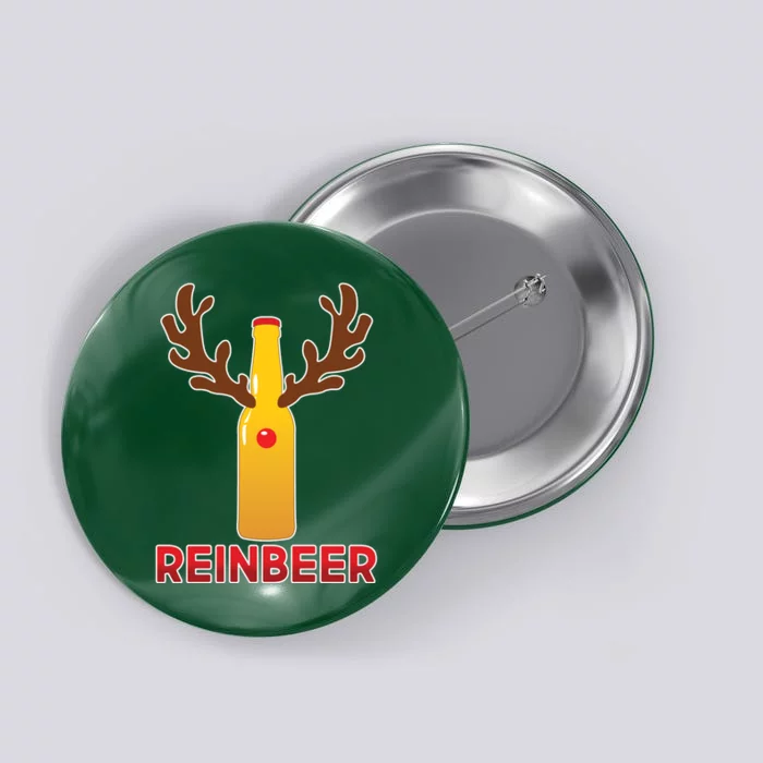 Reinbeer Funny Christmas Beer Reindeer Button