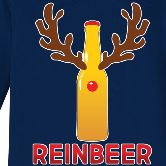 Reinbeer Funny Christmas Beer Reindeer Baby Long Sleeve Bodysuit