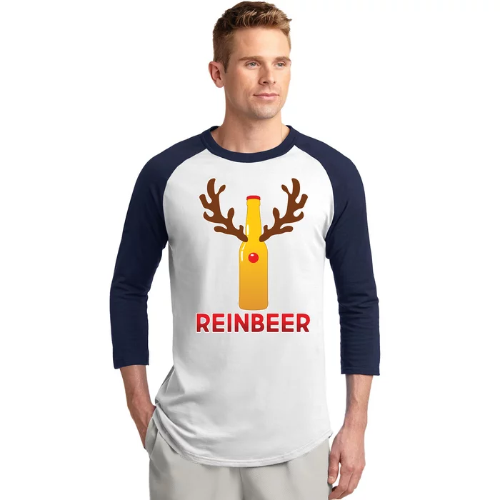 Reinbeer Funny Christmas Beer Reindeer Baseball Sleeve Shirt