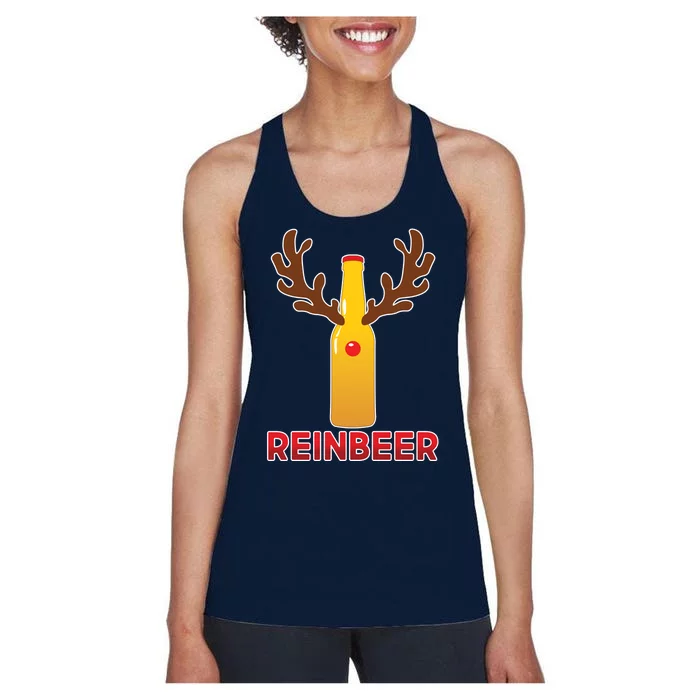 Reinbeer Funny Christmas Beer Reindeer Women's Racerback Tank