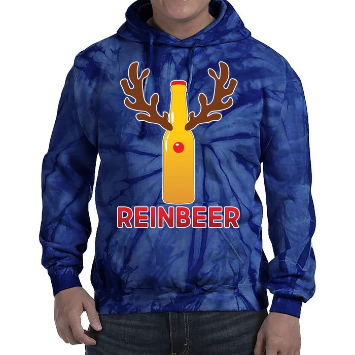 Reinbeer Funny Christmas Beer Reindeer Tie Dye Hoodie