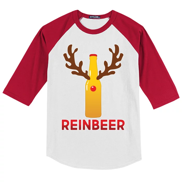 Reinbeer Funny Christmas Beer Reindeer Kids Colorblock Raglan Jersey