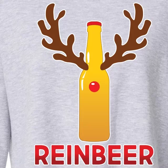 Reinbeer Funny Christmas Beer Reindeer Cropped Pullover Crew