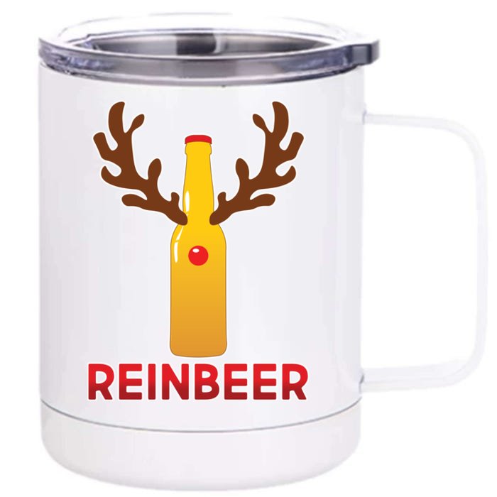 Reinbeer Funny Christmas Beer Reindeer Front & Back 12oz Stainless Steel Tumbler Cup