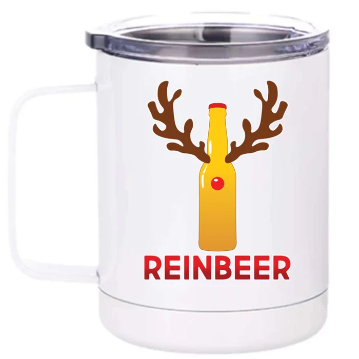 Reinbeer Funny Christmas Beer Reindeer Front & Back 12oz Stainless Steel Tumbler Cup