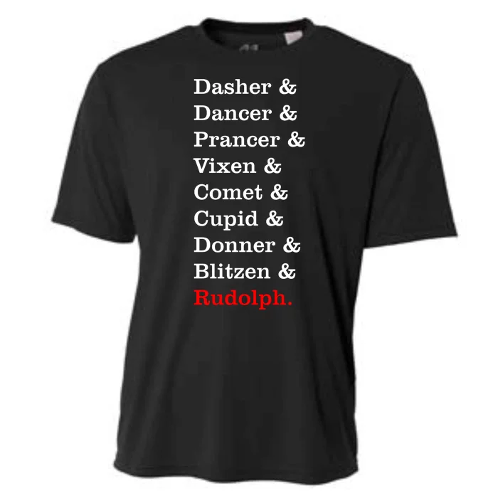 Reindeer Names Funny Christmas List Rudolph Cooling Performance Crew T-Shirt