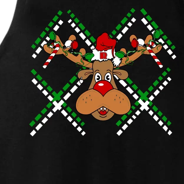 Reindeer Ugly Christmas Sweater Ladies Tri-Blend Wicking Tank