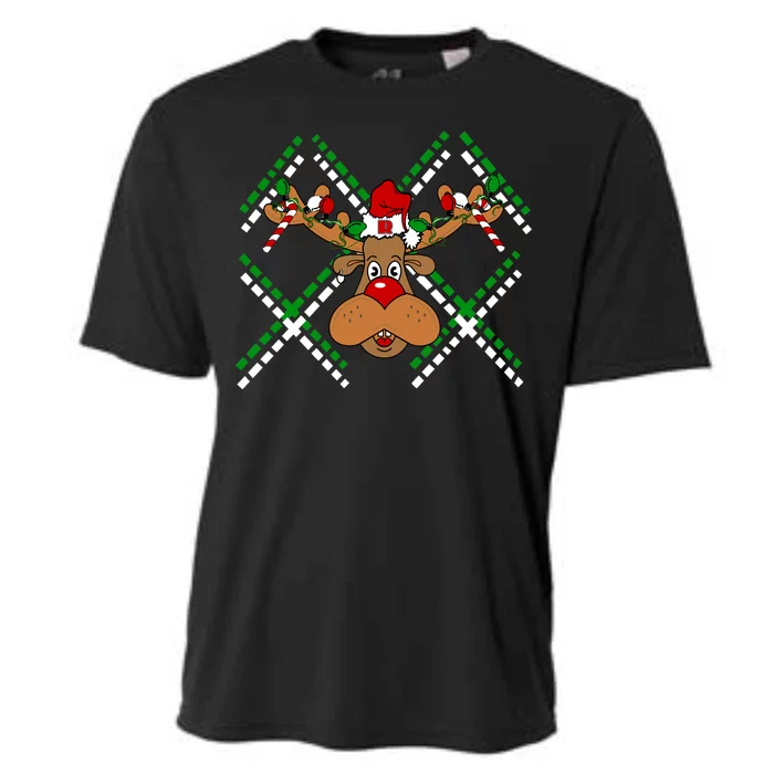 Reindeer Ugly Christmas Sweater Cooling Performance Crew T-Shirt