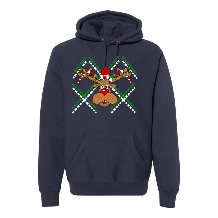 Reindeer Ugly Christmas Sweater Premium Hoodie