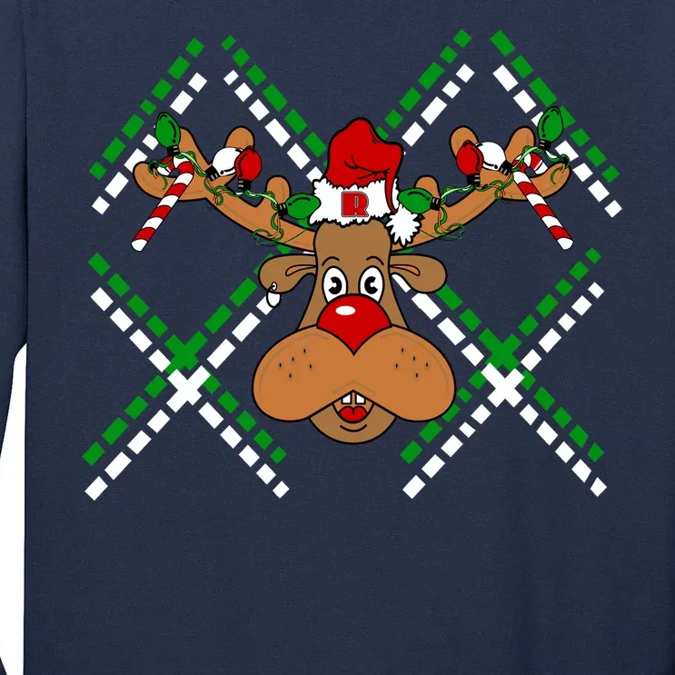 Reindeer Ugly Christmas Sweater Tall Long Sleeve T-Shirt