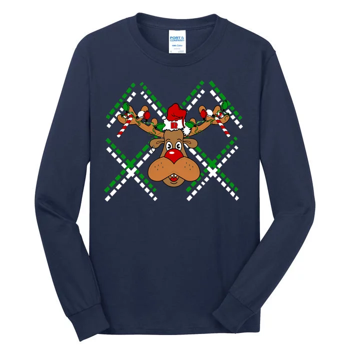 Reindeer Ugly Christmas Sweater Tall Long Sleeve T-Shirt