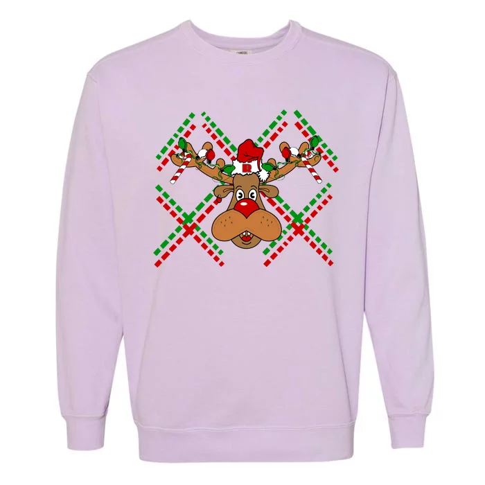 Reindeer Ugly Christmas Sweater Garment-Dyed Sweatshirt