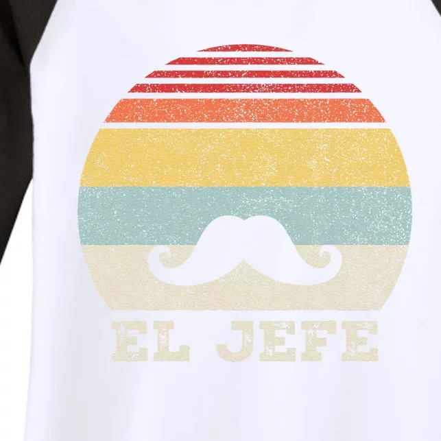 Retro El Jefe Funny Mexican Boss Funny Cinco De Mayo Women's Tri-Blend 3/4-Sleeve Raglan Shirt