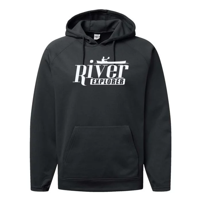 River Explorer Kayak Paddle Boat Canoeing Gift Performance Fleece Hoodie