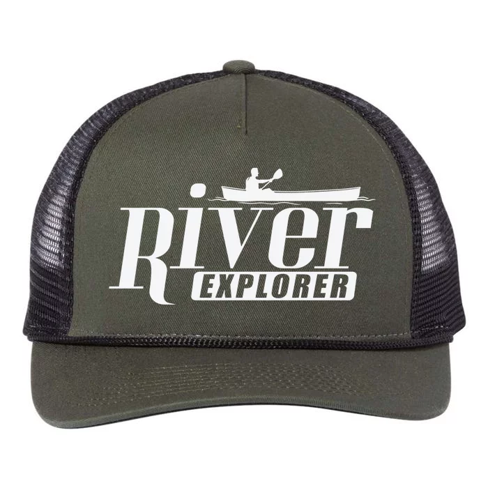 River Explorer Kayak Paddle Boat Canoeing Gift Retro Rope Trucker Hat Cap