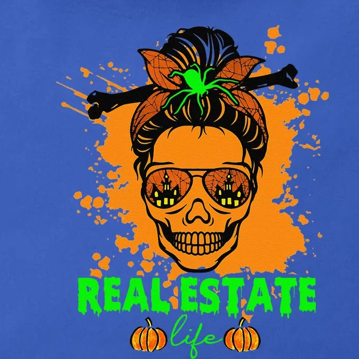 Real Estate Life Halloween Scary Realtor Messy Bun Skull Zip Tote Bag