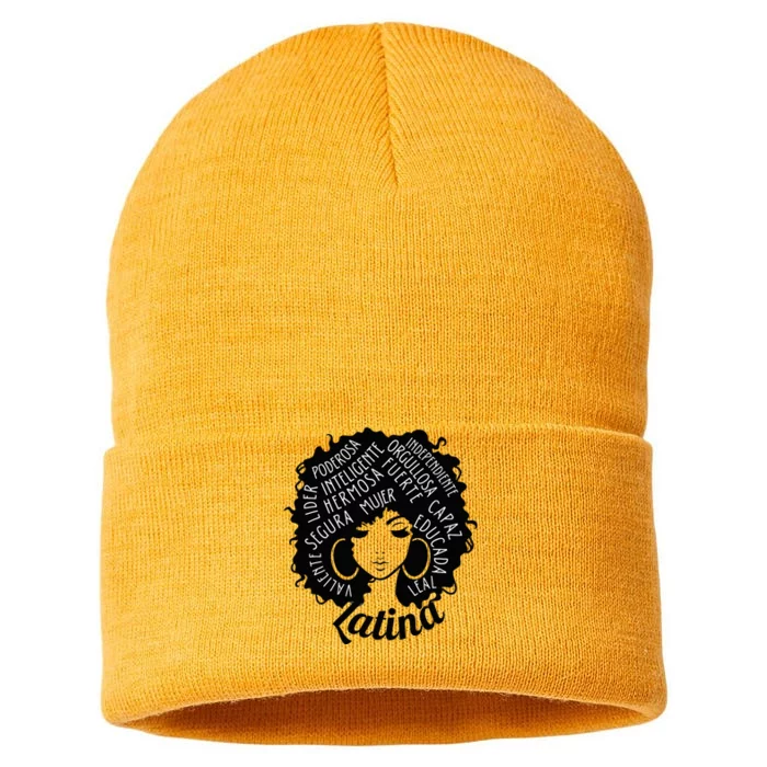 Reina Empowered Latina Poder Latina Pride Hispanic Heritage Sustainable Knit Beanie