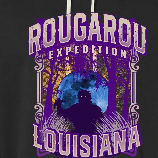 Rougarou Expedition Louisiana Swamp Monster Werewolf Legend Garment-Dyed Fleece Hoodie