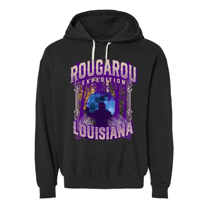 Rougarou Expedition Louisiana Swamp Monster Werewolf Legend Garment-Dyed Fleece Hoodie