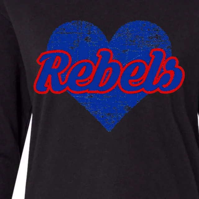 Robert E Lee Rebels Over Heart Womens Cotton Relaxed Long Sleeve T-Shirt