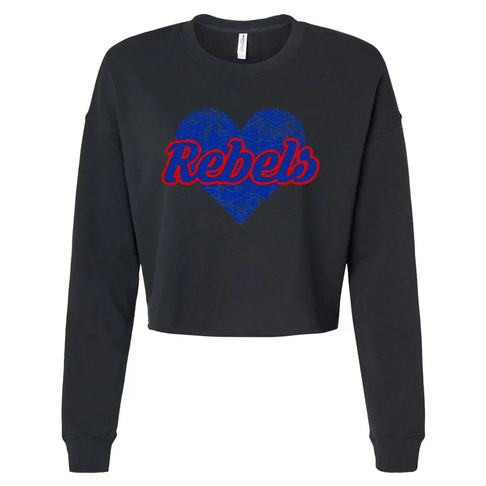 Robert E Lee Rebels Over Heart Cropped Pullover Crew