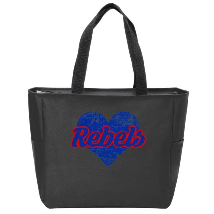 Robert E Lee Rebels Over Heart Zip Tote Bag