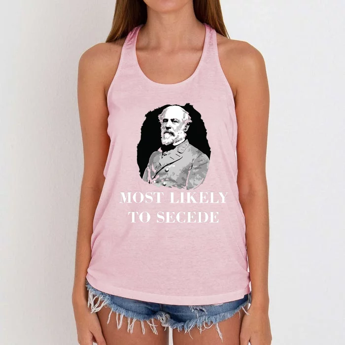 Robert E Lee Most Likely To Secede Civil War Women's Knotted Racerback Tank