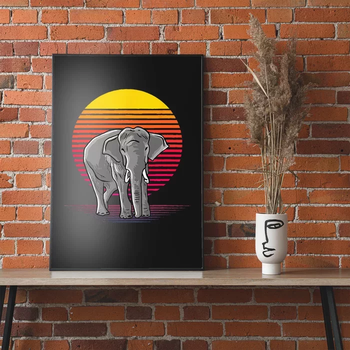 Retro Elephant Love Vaporware Style For Elephant Lovers Poster