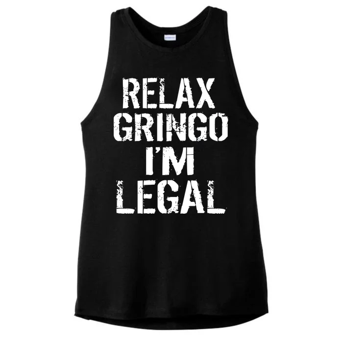 Relax Gringo I'm Legal Funny Immigration Ladies Tri-Blend Wicking Tank