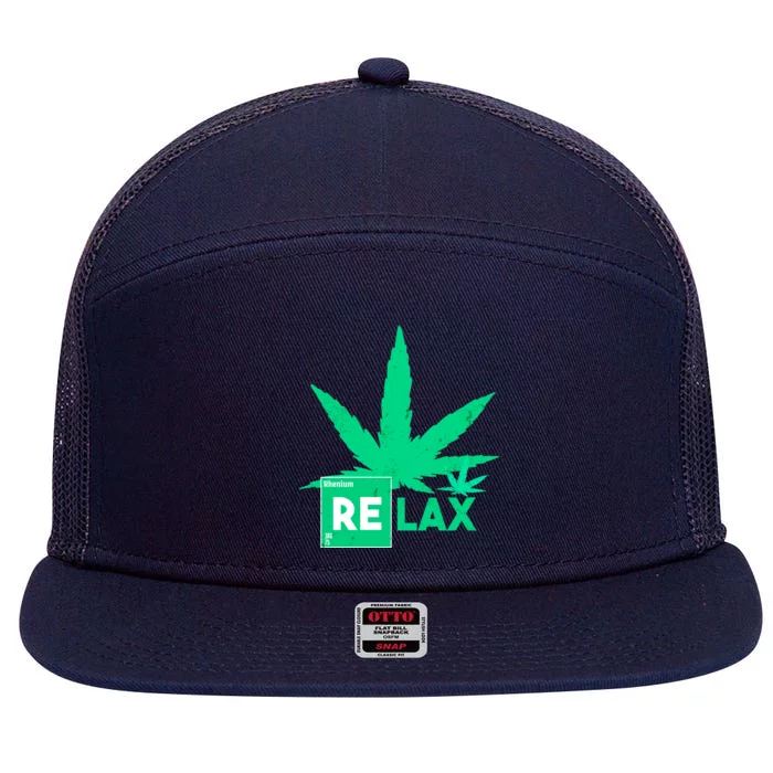 Relax Hemp Leaf Medical Marijuana 7 Panel Mesh Trucker Snapback Hat