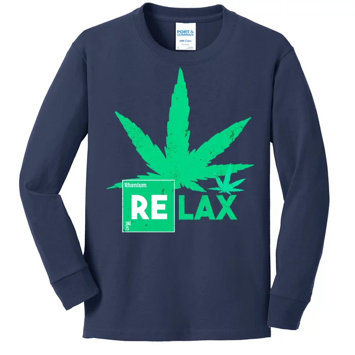 Relax Hemp Leaf Medical Marijuana Kids Long Sleeve Shirt