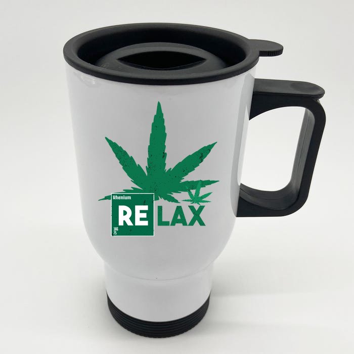 Relax Hemp Leaf Medical Marijuana Front & Back Stainless Steel Travel Mug