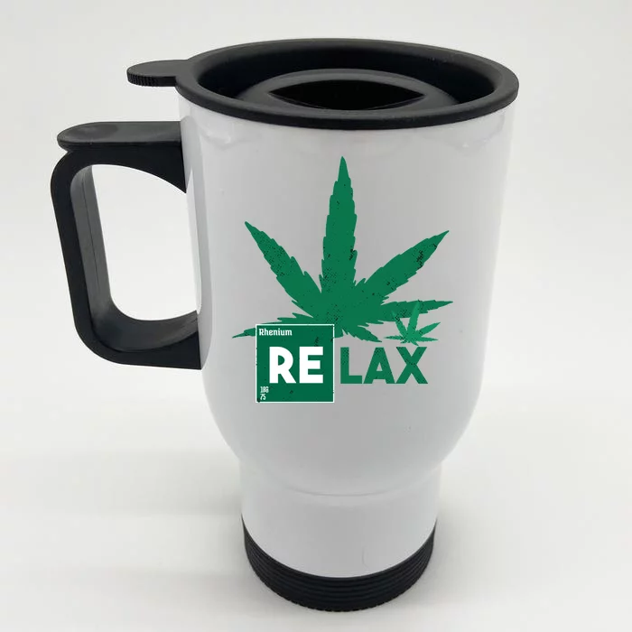 Relax Hemp Leaf Medical Marijuana Front & Back Stainless Steel Travel Mug