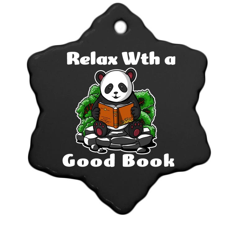 Relax With A Book Cute Panda Christmas Ornament