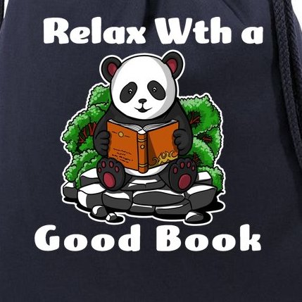 Relax With A Book Cute Panda Drawstring Bag
