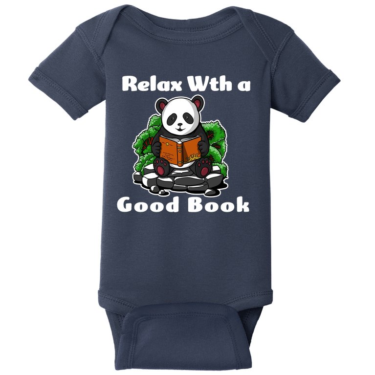 Relax With A Book Cute Panda Baby Bodysuit