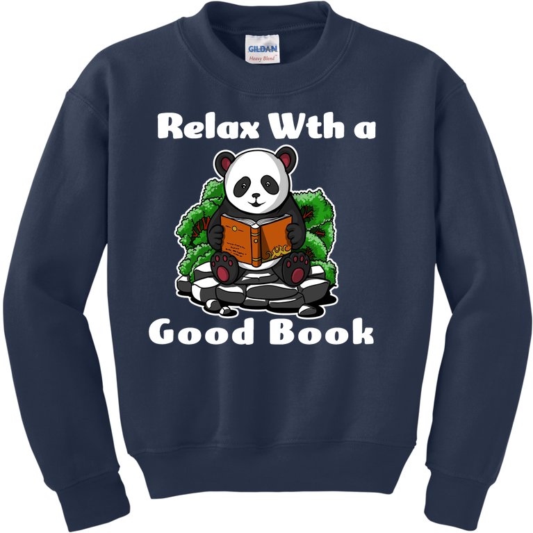 Relax With A Book Cute Panda Kids Sweatshirt