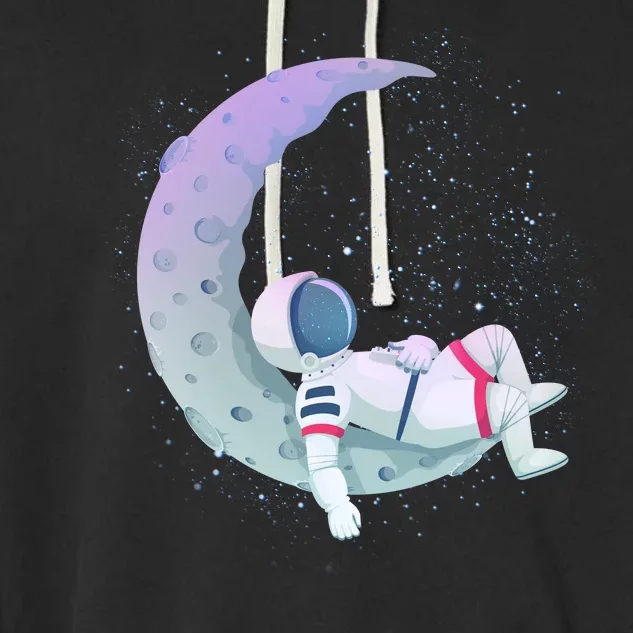 Relaxing Astronaut On The Moon Garment-Dyed Fleece Hoodie