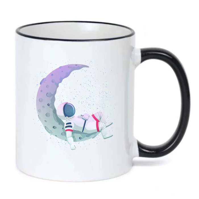 Relaxing Astronaut On The Moon Black Color Changing Mug