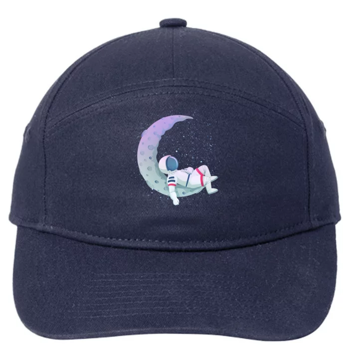 Relaxing Astronaut On The Moon 7-Panel Snapback Hat