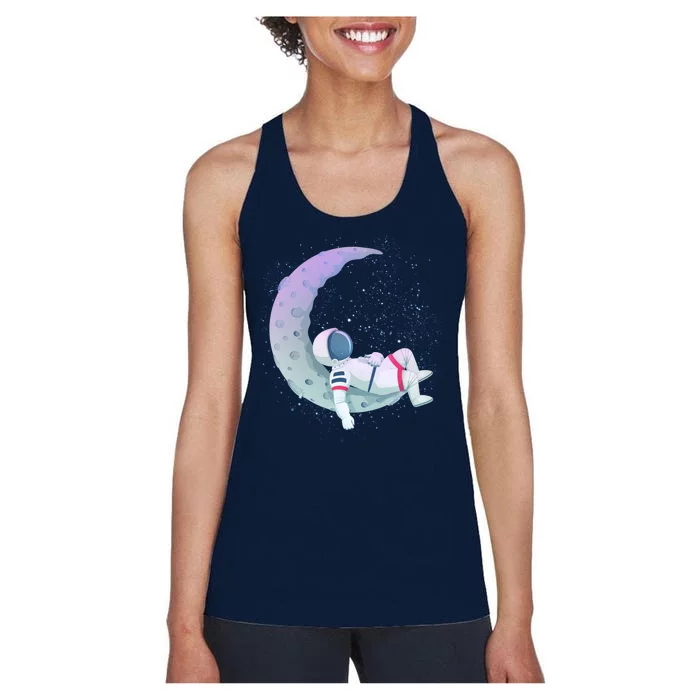 Relaxing Astronaut On The Moon Women's Racerback Tank