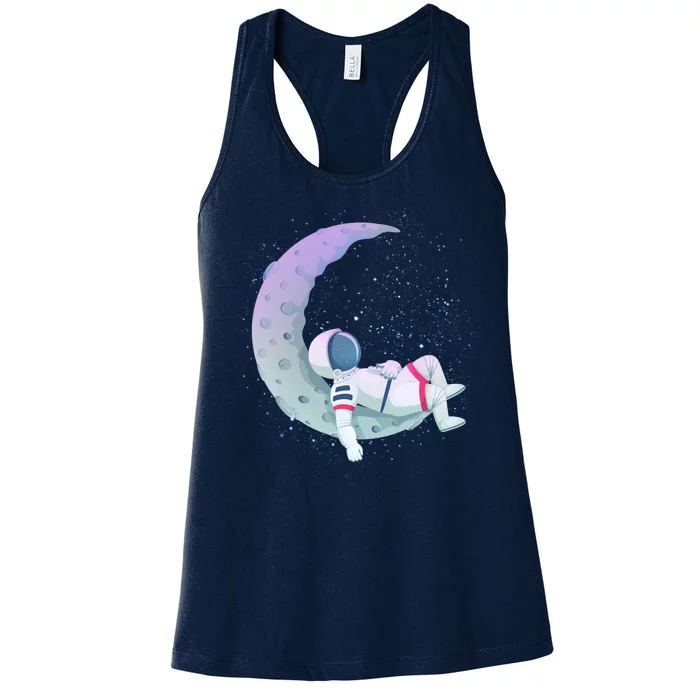 Relaxing Astronaut On The Moon Women's Racerback Tank