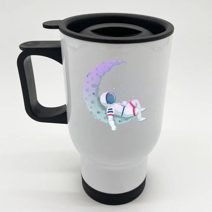 Relaxing Astronaut On The Moon Front & Back Stainless Steel Travel Mug