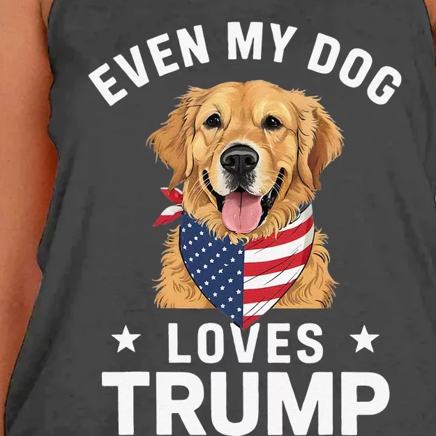 Retriever Even My Dog Loves Trump Usa Flag Bandana Women's Knotted Racerback Tank