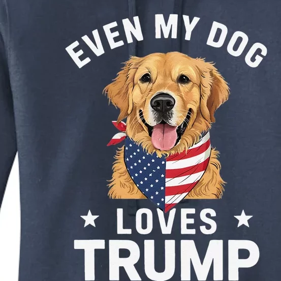 Retriever Even My Dog Loves Trump Usa Flag Bandana Women's Pullover Hoodie