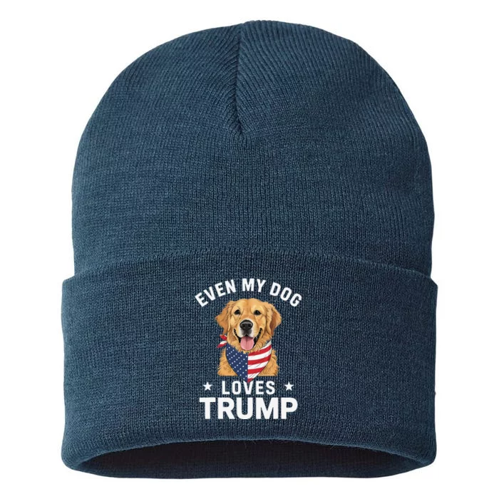 Retriever Even My Dog Loves Trump Usa Flag Bandana Sustainable Knit Beanie