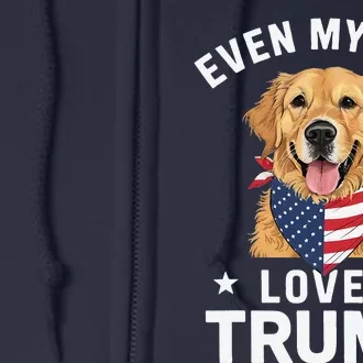 Retriever Even My Dog Loves Trump Usa Flag Bandana Full Zip Hoodie